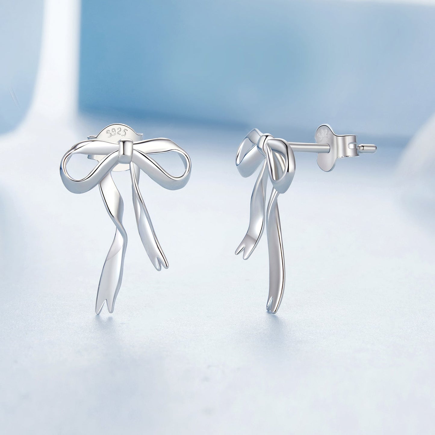 925 Sterling Silver Earrings with White Gold Plating - 1.8x1.3cm for Women