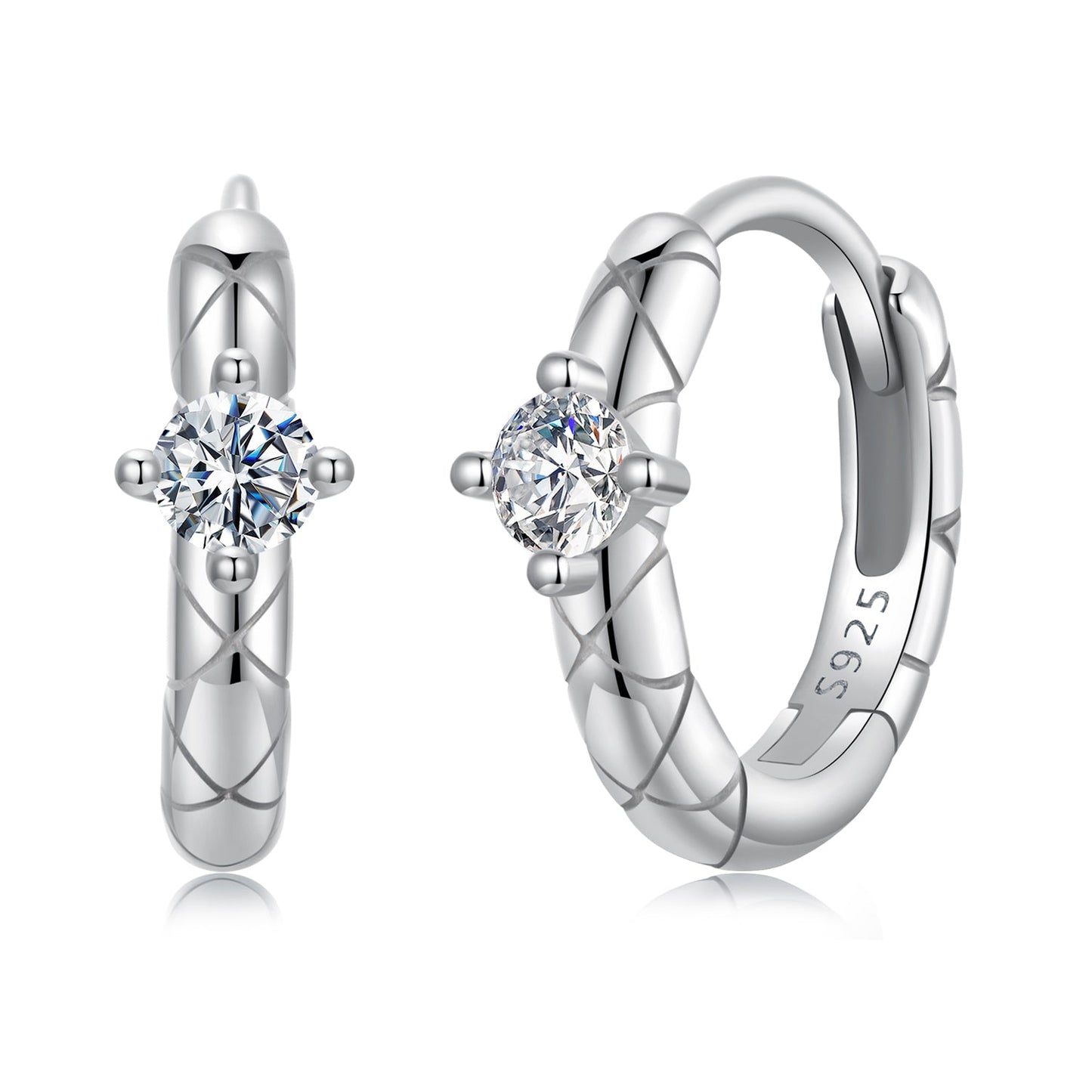 925 Sterling Silver Moissanite Earrings 1.3cm for Women