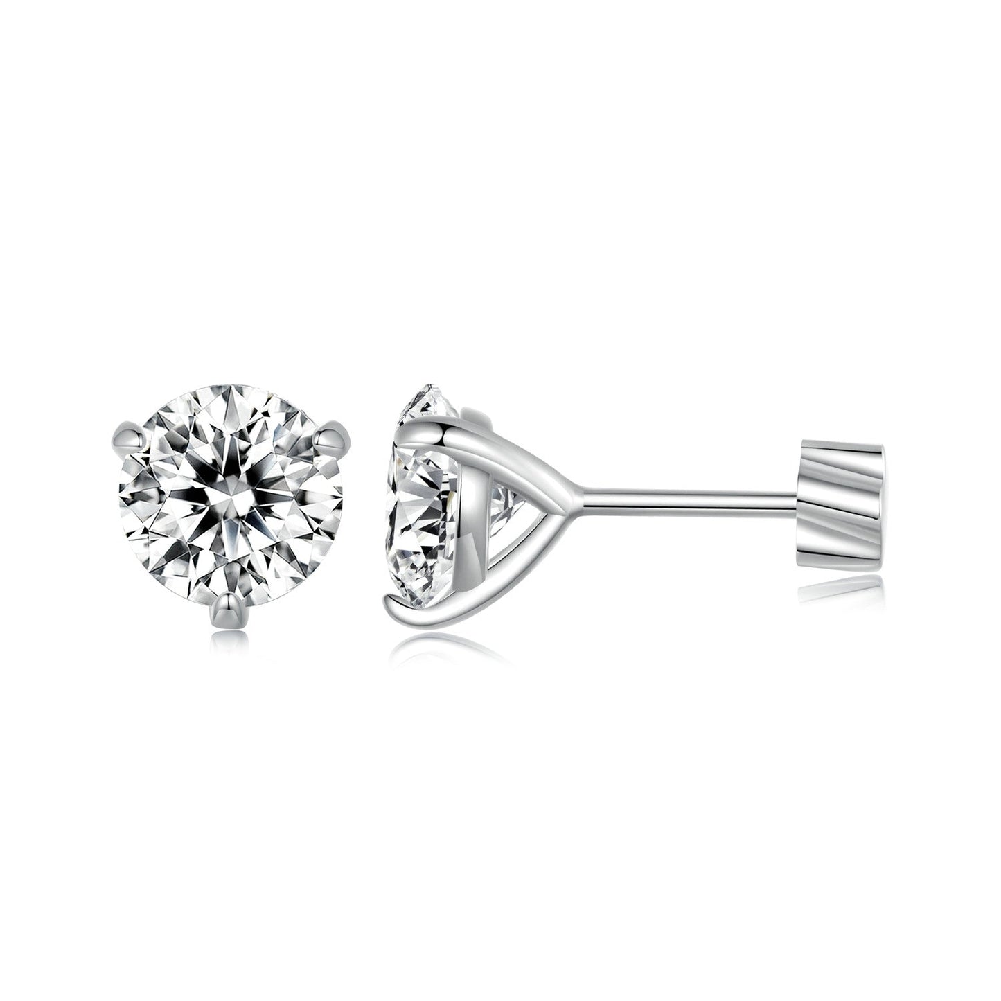 925 Sterling Silver Moissanite Earring 0.7cm White Gold Plated for Women