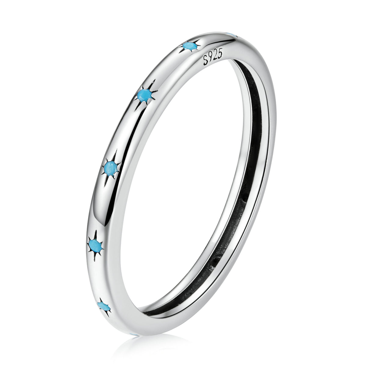 925 Sterling Silver Turquoise Oxidized Silver Ring Size 6 for Women