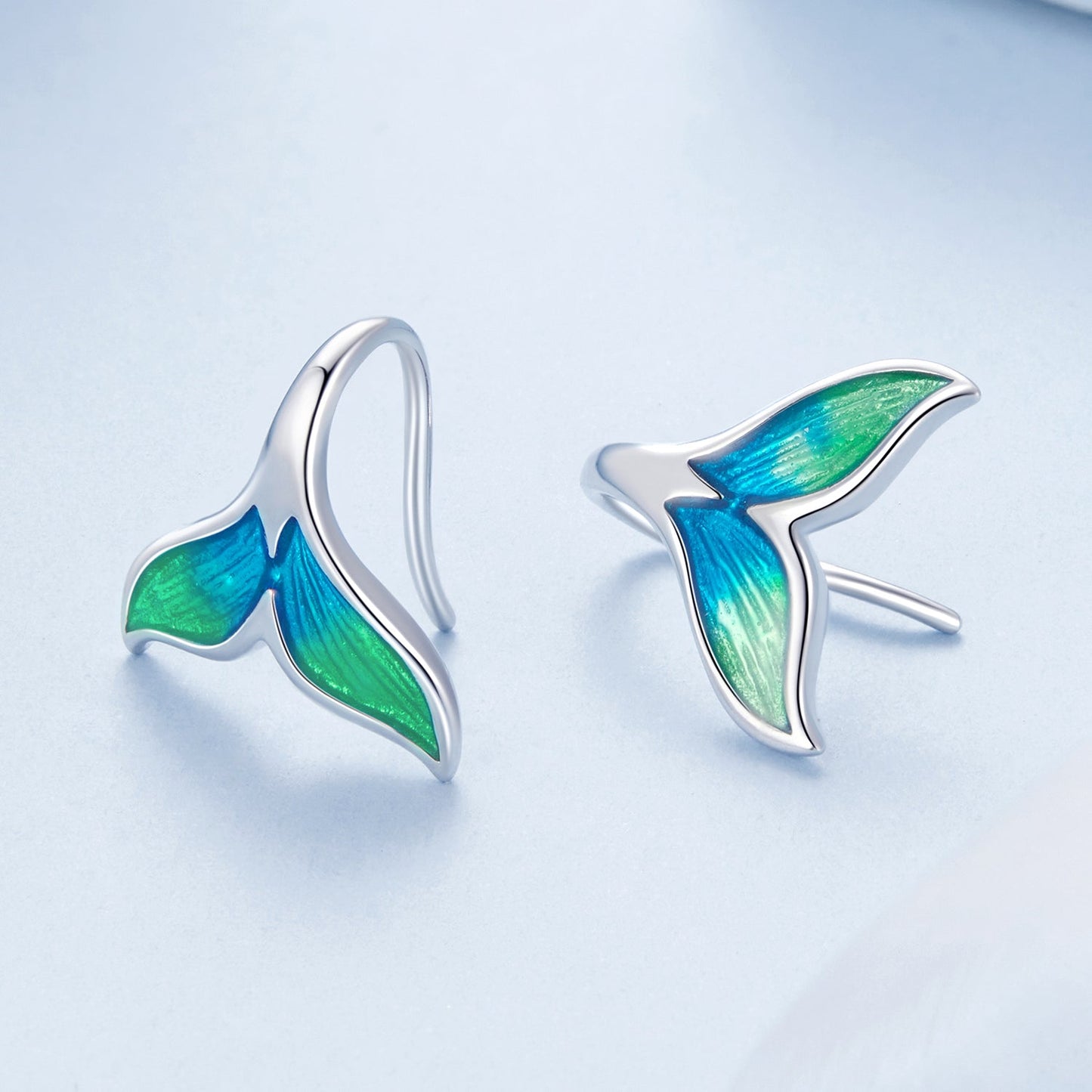 925 Sterling Silver White Gold Plated Enamel Earrings for Women