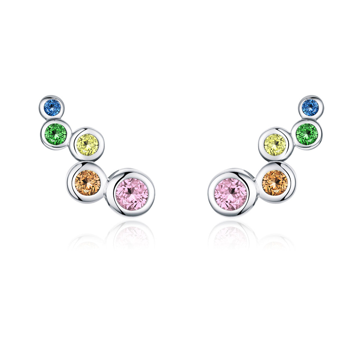 925 Sterling Silver Earrings with Pavé Setting CZ, 0.5x1.2 cm for Women