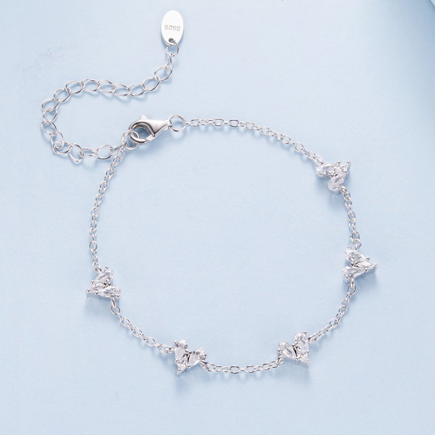 925 Sterling Silver Bracelet with White Gold Plating and CZ Paving for Women
