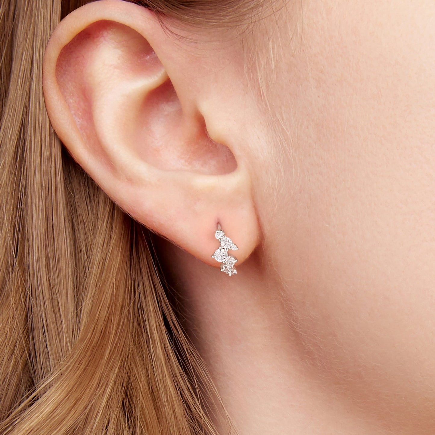 925 Sterling Silver Earrings with CZ White Gold Plating