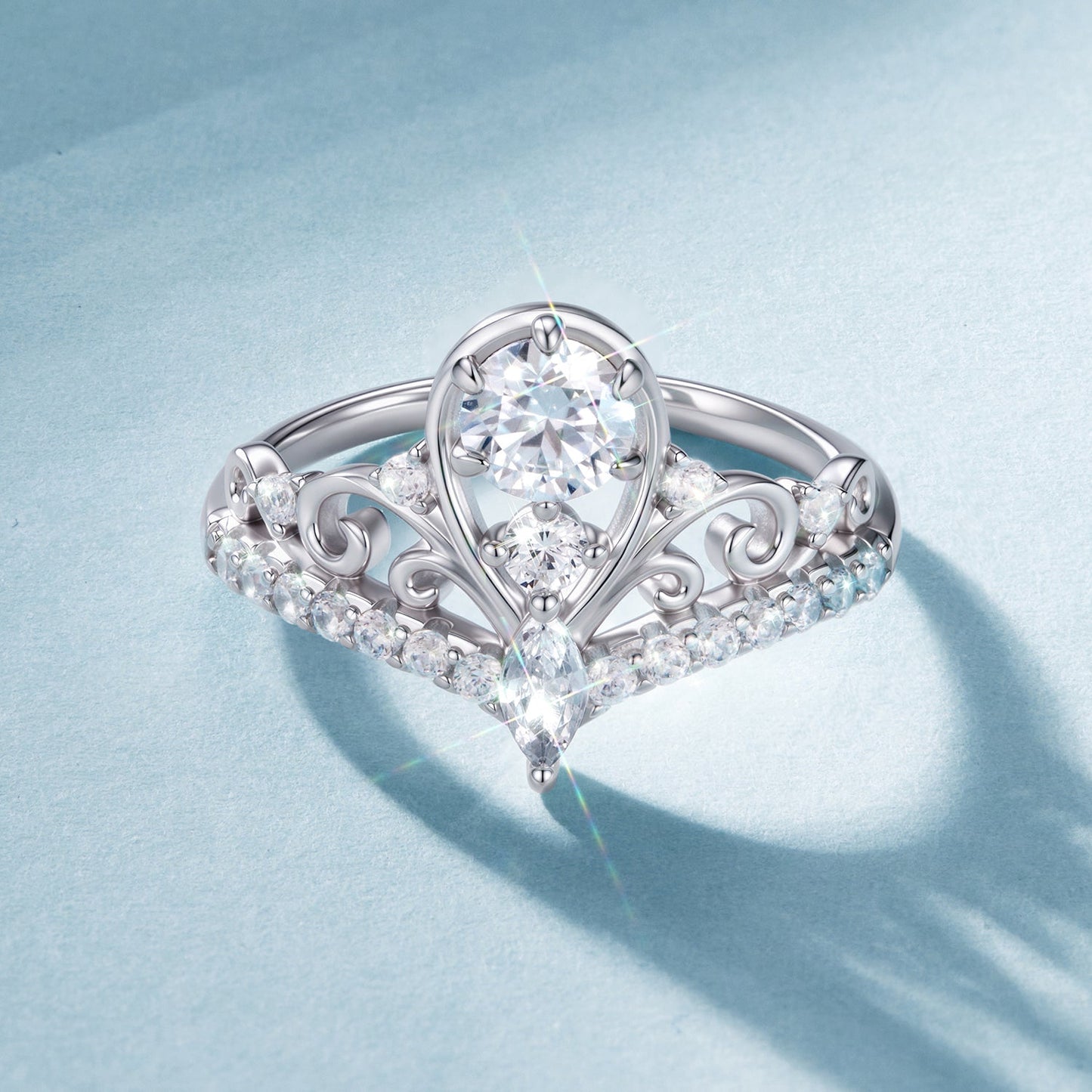 925 Sterling Silver 0.5 Carat Moissanite Ring in Size 6 for Women