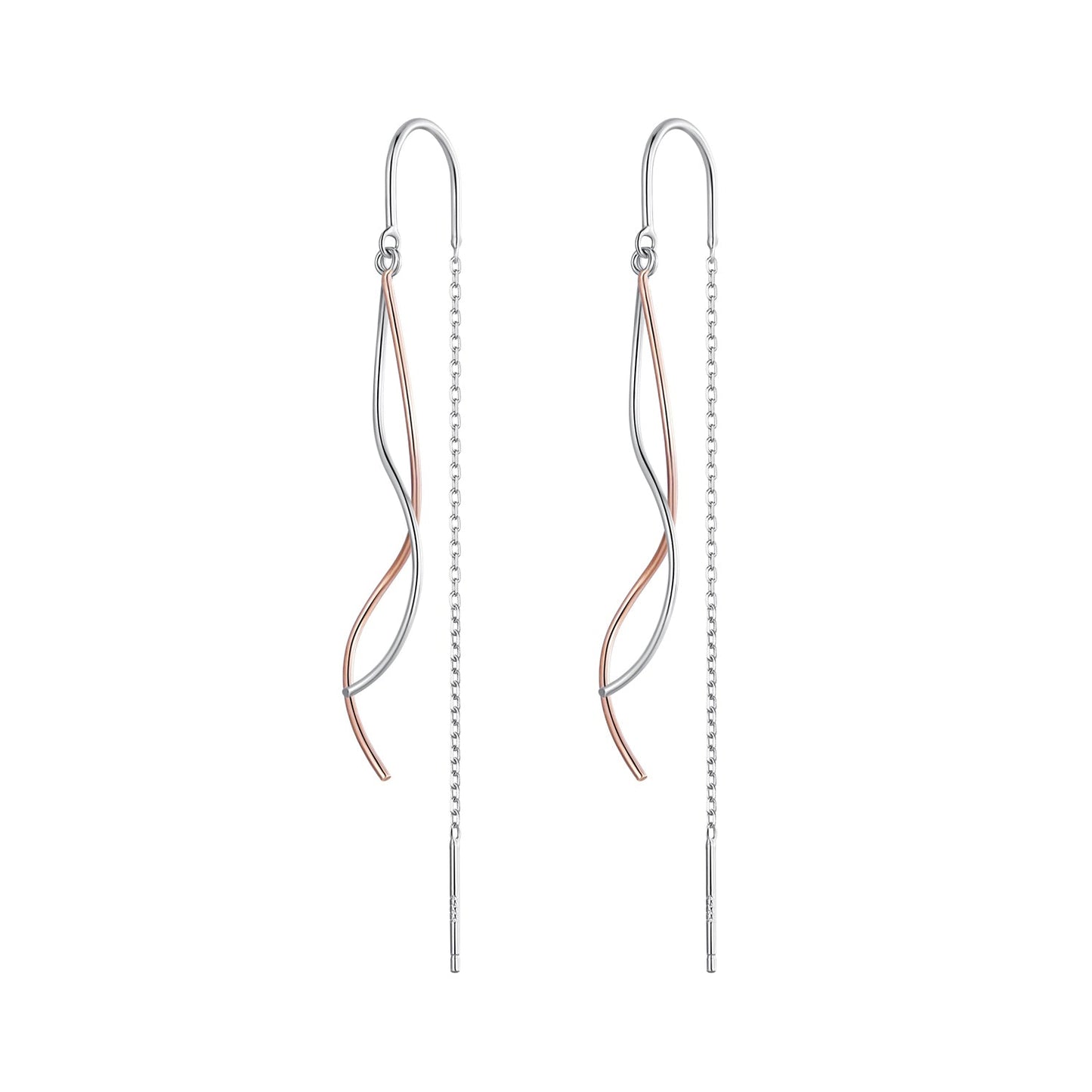925 Sterling Silver Earrings 56*10mm Plated Platinum Rose Gold for Women