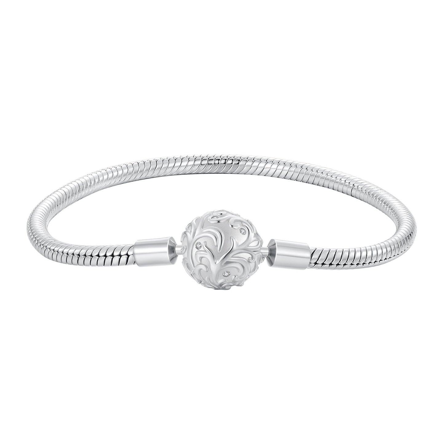 925 Sterling Silver White Gold Plated 17cm CZ Pavé Bracelet for Women