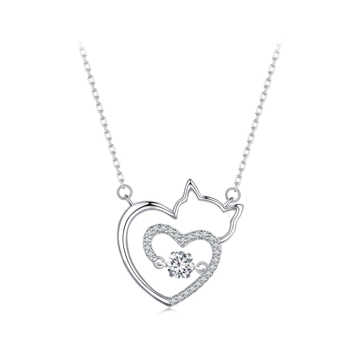 925 Sterling Silver Necklace with 19*18mm Pavé Setting CZ Pendant