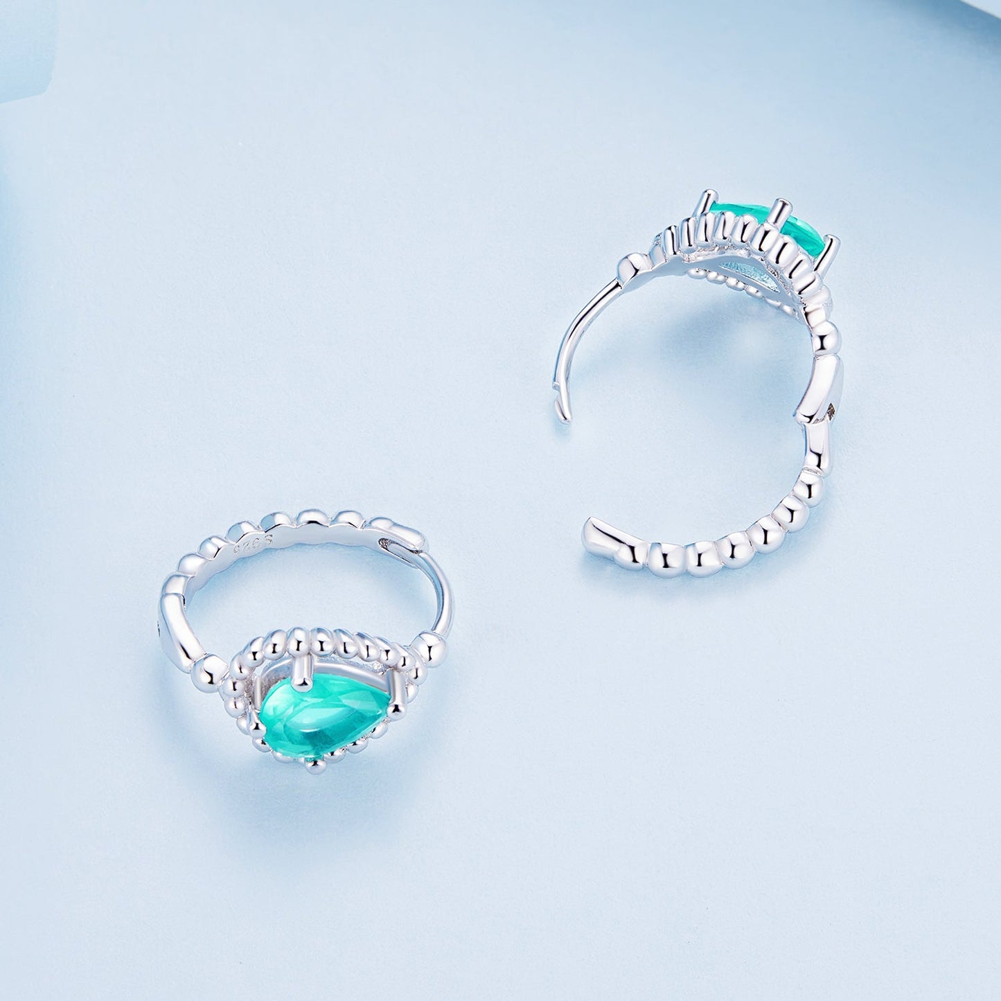 925 Sterling Silver Earrings with Pavé Setting and Transparent Glass