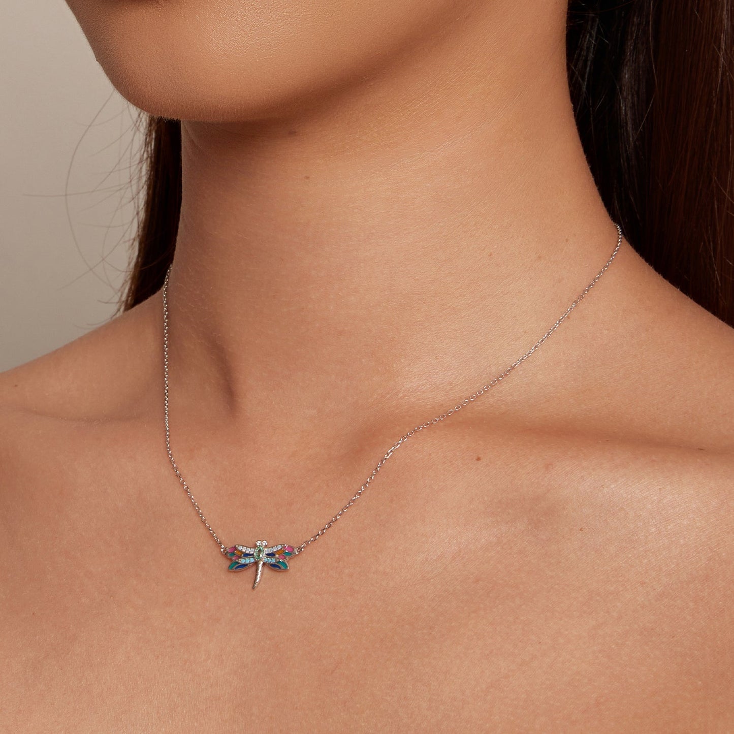925 Sterling Silver Pendant Necklace with Pavé CZ and Plated Platinum