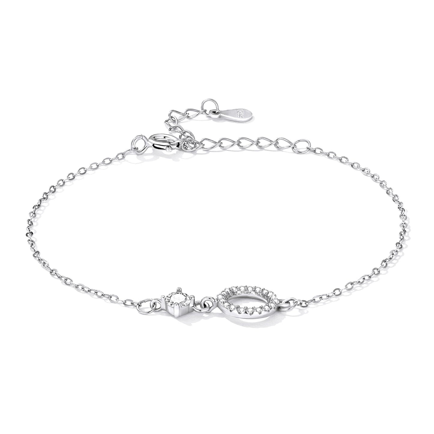 925 Sterling Silver Adjustable Bracelet with Pavé Set CZ for Women