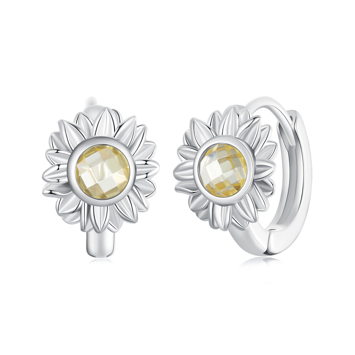 925 Sterling Silver Earrings with Transparent Glass, 12x9mm Size for Women