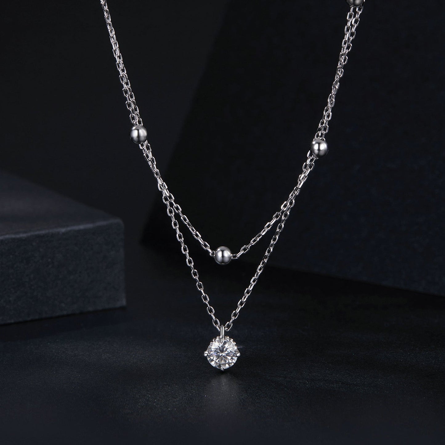 925 Sterling Silver Plated Platinum 5.0mm Moissanite Necklace for Women