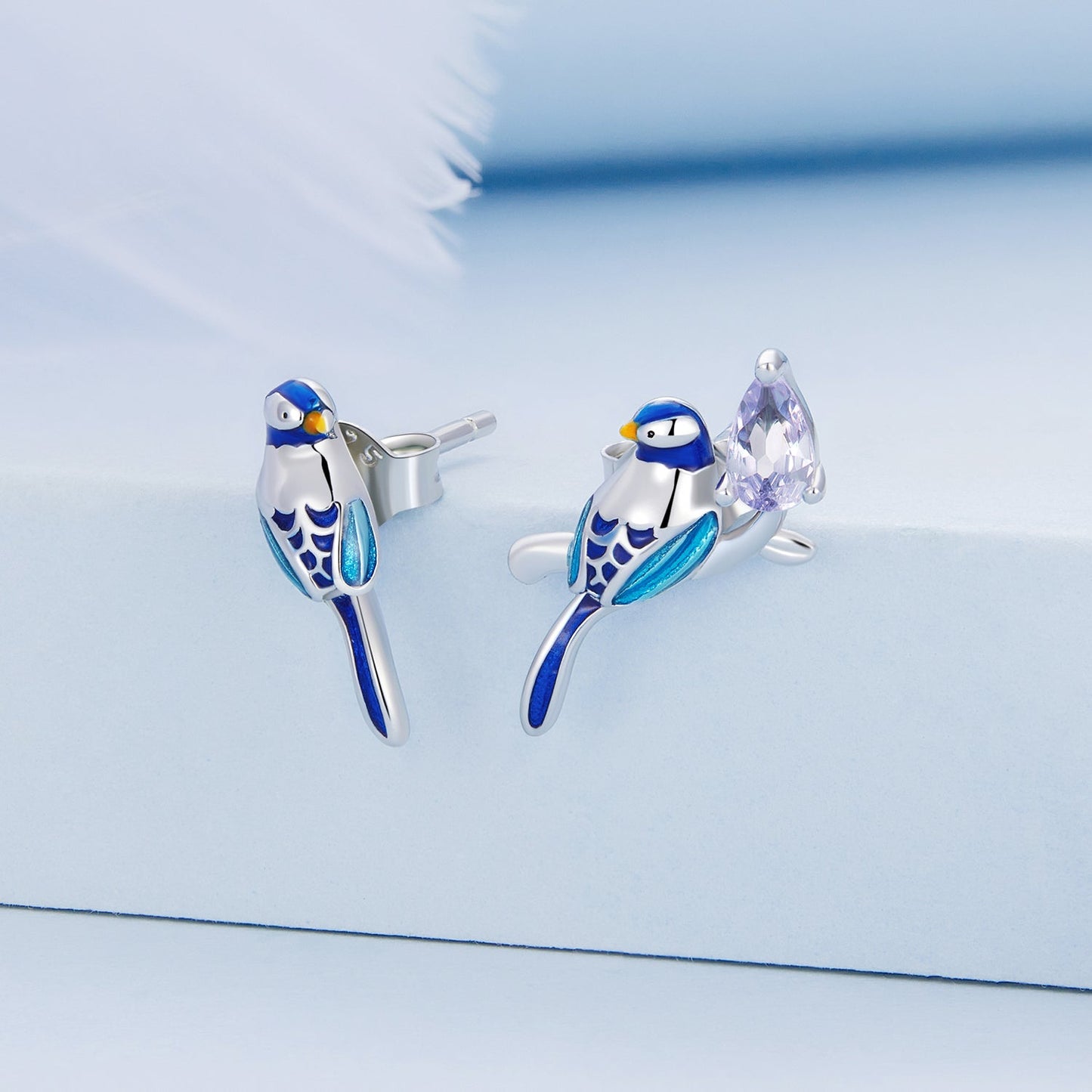 925 Sterling Silver Enamel Pavé CZ Earrings for Women