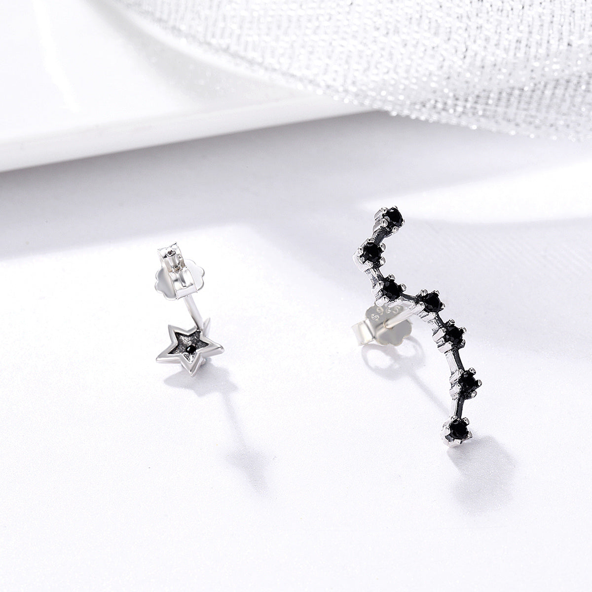 925 Sterling Silver Earrings with Pavé Setting CZ - 2.3cm Height