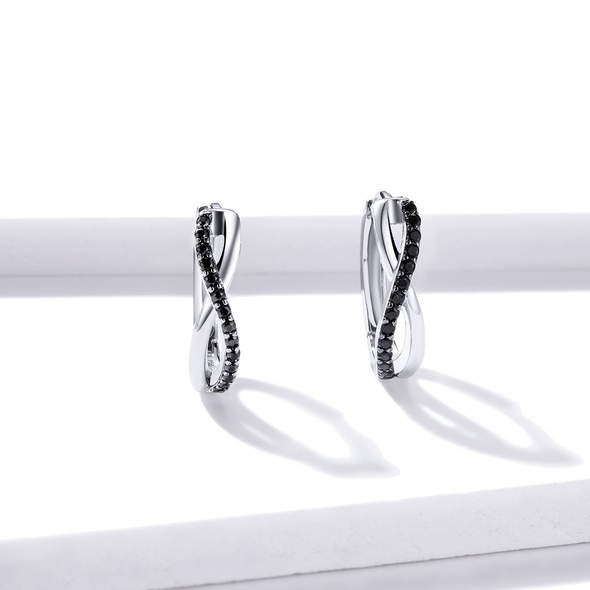 925 Sterling Silver Earrings 1.3*0.4cm with Pavé Setting CZ for Women