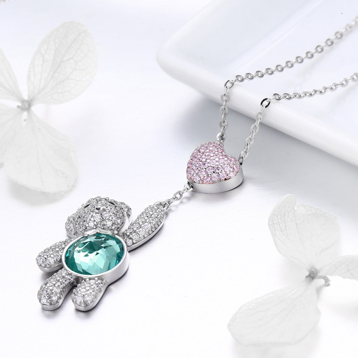 925 Sterling Silver Necklace 38-45cm with 3.1*1.3cm Pendant for Women