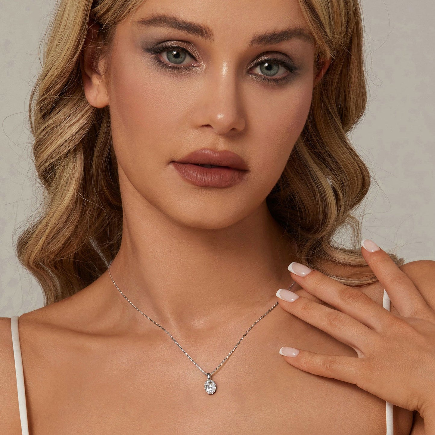 925 Sterling Silver 1 Carat Moissanite Necklace with Pavé Setting, 400 mm Length for Women