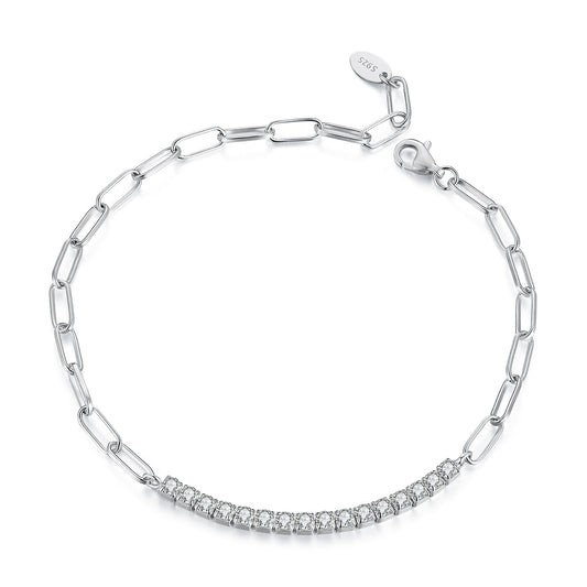 925 Sterling Silver + Moissanite White Gold 21cm Bracelet for Women