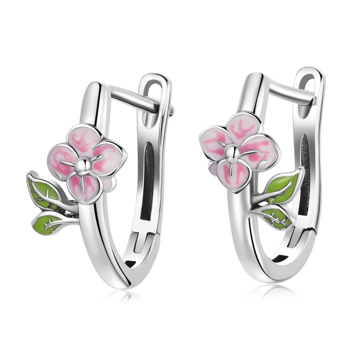 925 Sterling Silver Enamel Oxidized Silver Earrings for Women - 1.5x0.7cm