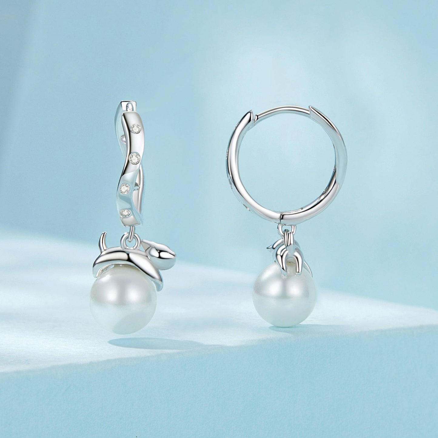 925 Sterling Silver Earrings with Quality Shell Pearl and CZ for Women