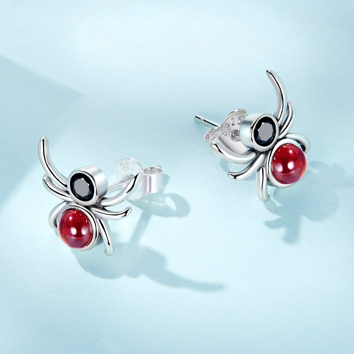 925 Sterling Silver Earrings with Pavé Setting CZ and Transparent Glass