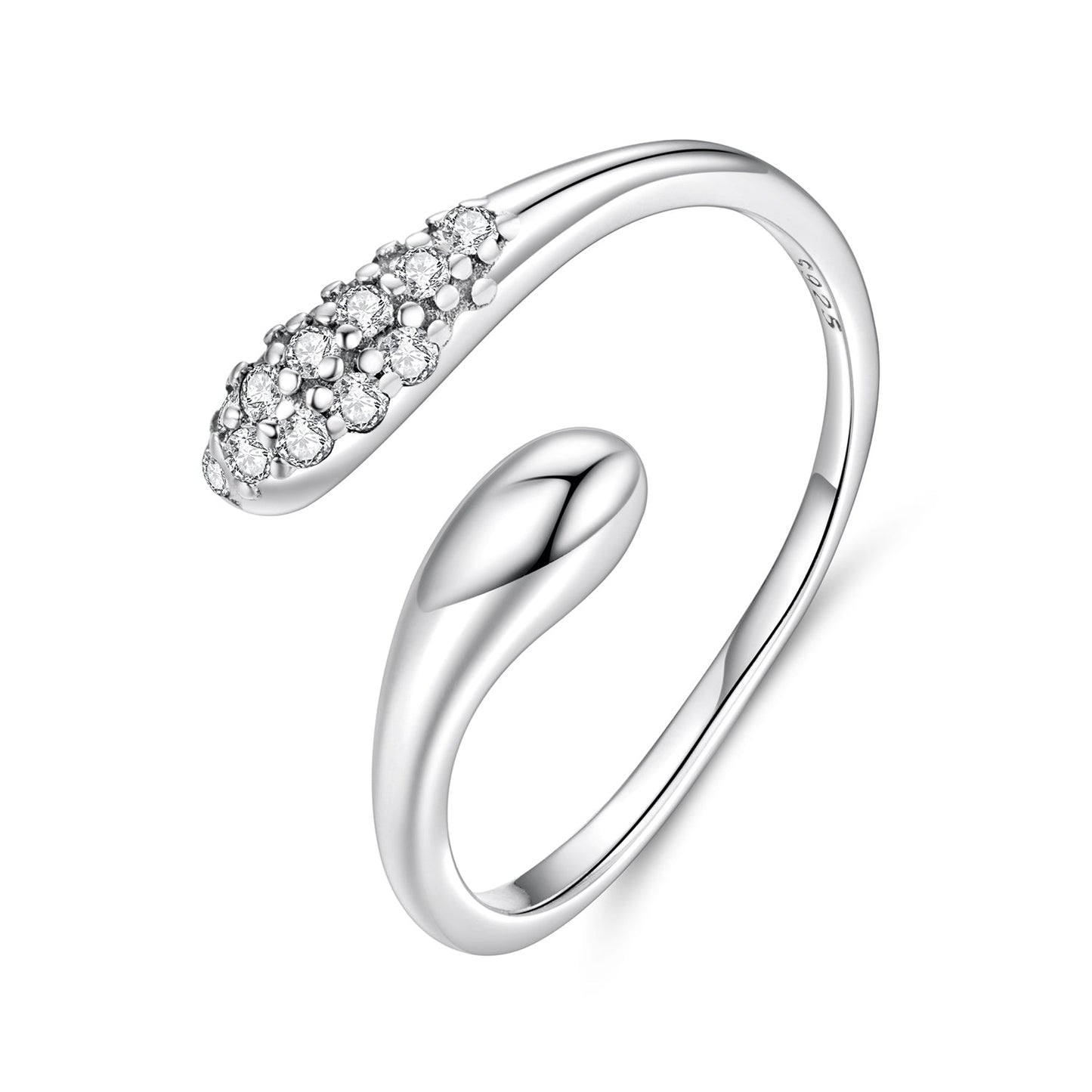 925 Sterling Silver Oxidized Pavé Setting CZ Ring