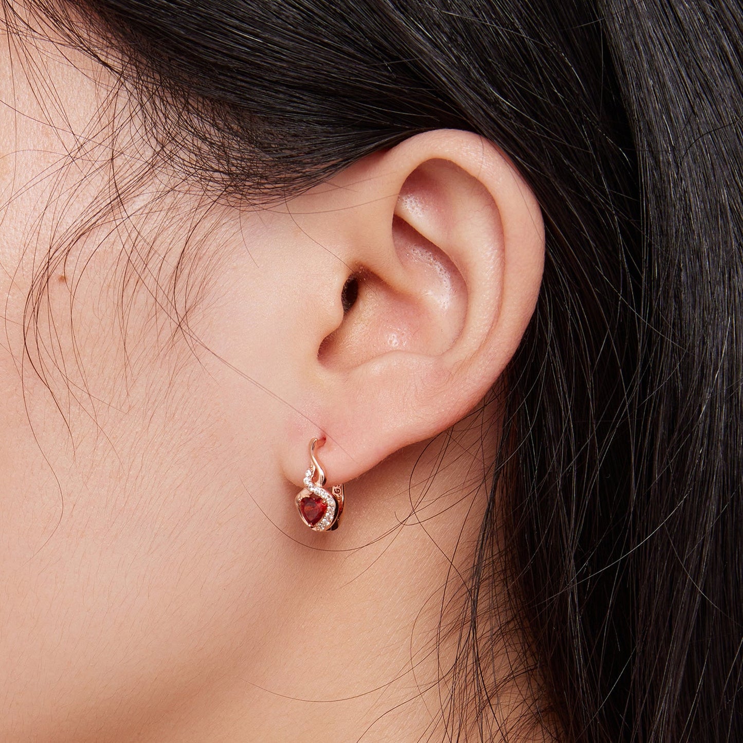 925 Sterling Silver Rose Gold Plated Earrings with CZ in Pavé Setting