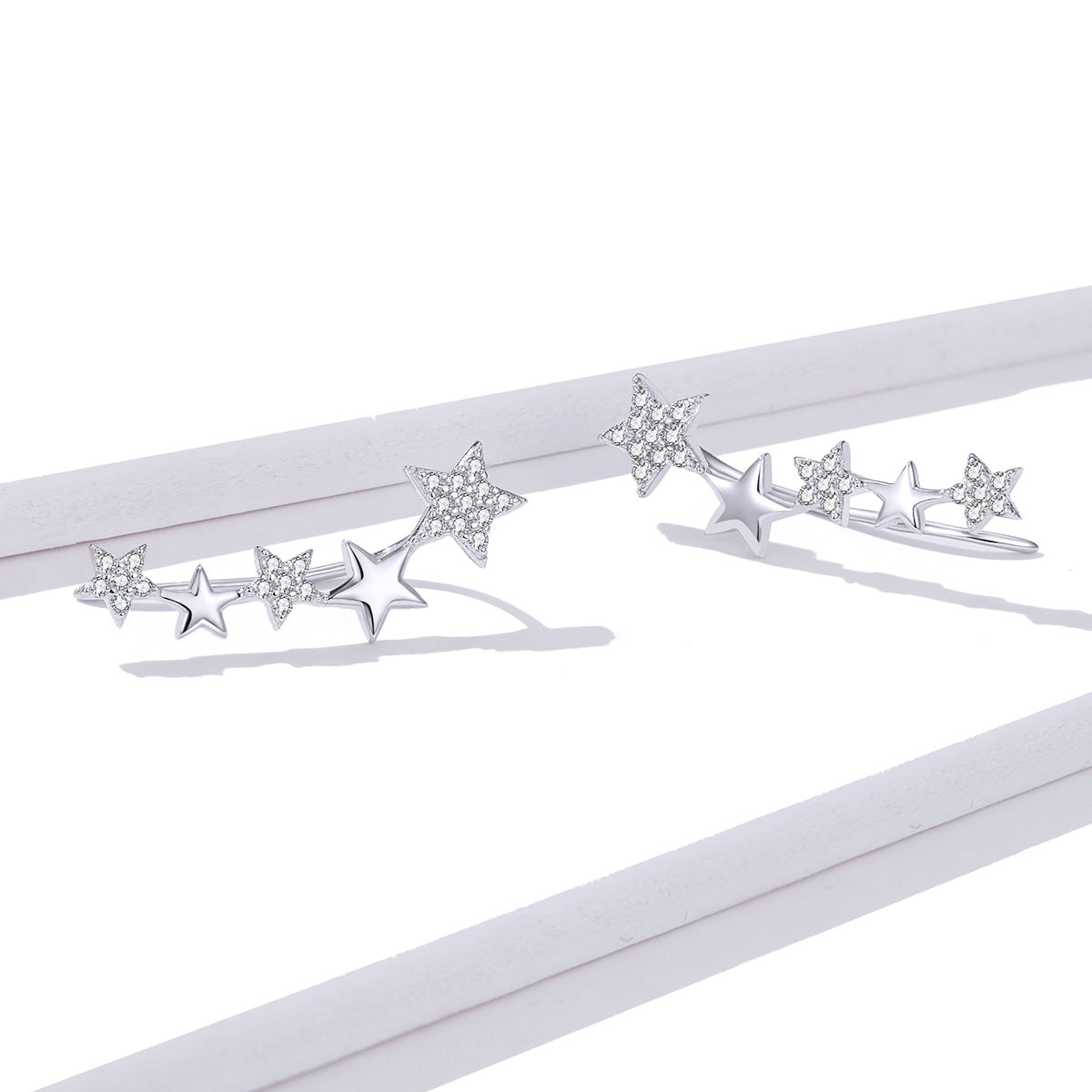 925 Sterling Silver Earrings with Plated Platinum and Pavé Setting CZ