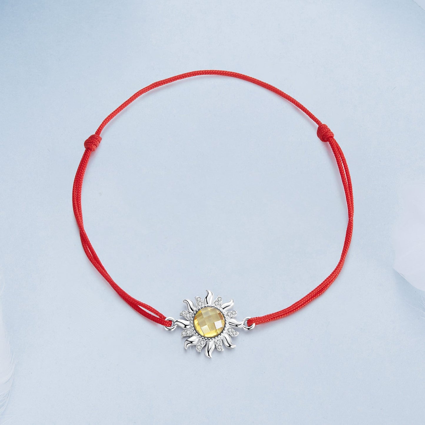 925 Sterling Silver Adjustable Length Bracelet with CZ and Glass Pendant for Women