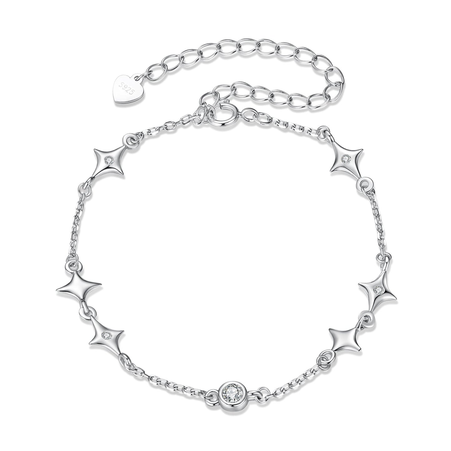 925 Sterling Silver 15+6cm Pavé Setting CZ Bracelet for Women