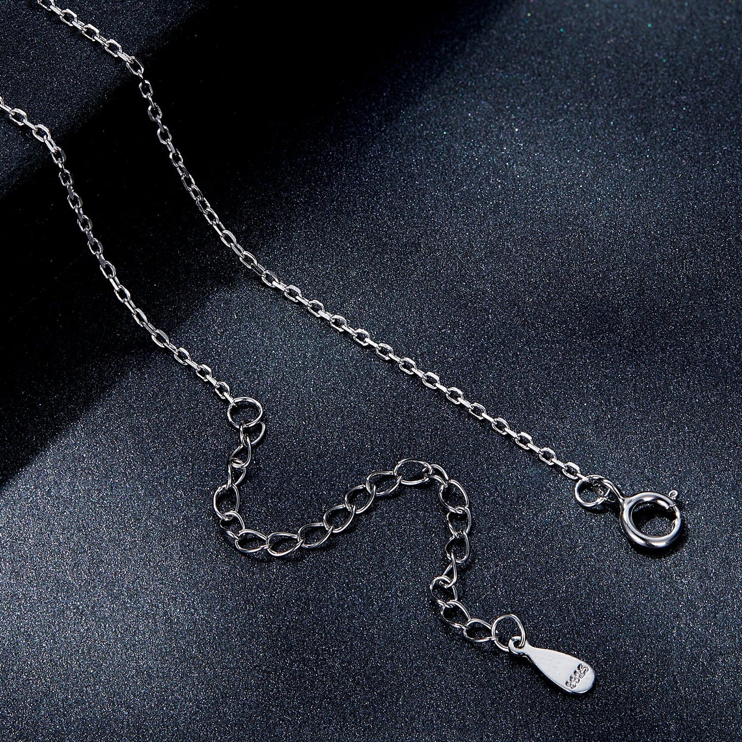 925 Sterling Silver Moissanite Pendant Necklace for Women, 39+5cm, Platinum Plated
