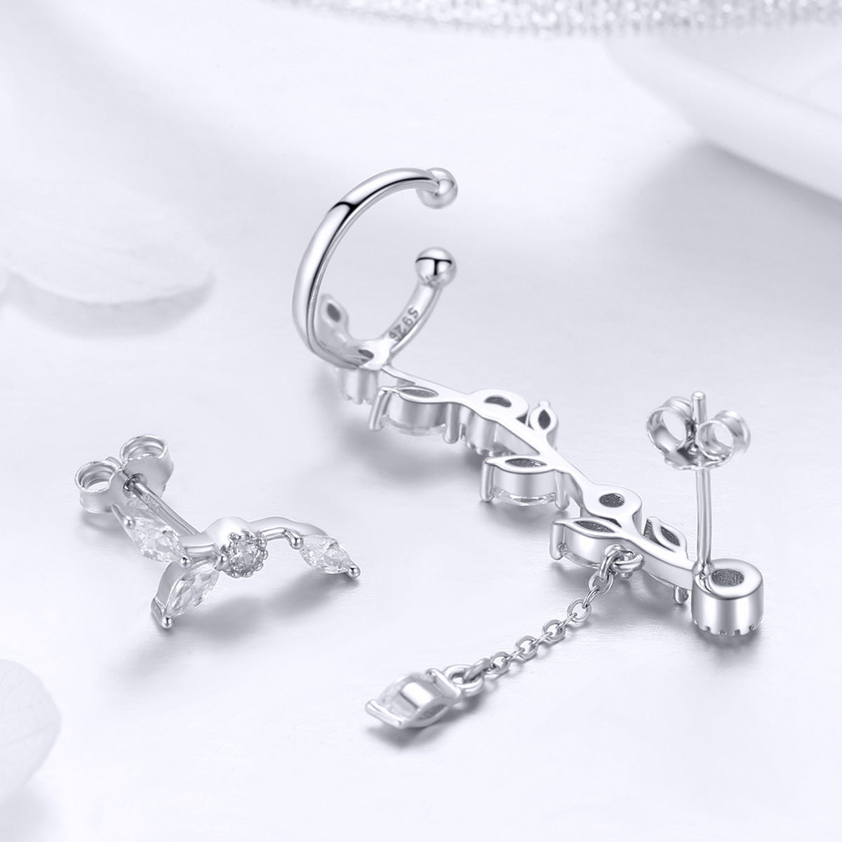925 Sterling Silver Earrings with Platinum Plating and CZ for Women