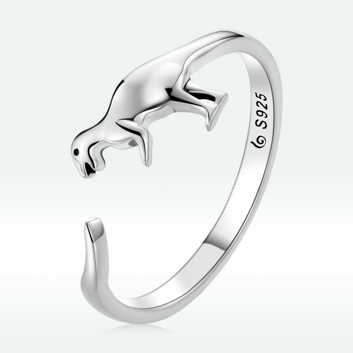 S925 Oxidized Silver Dinosaur Ring for Women
