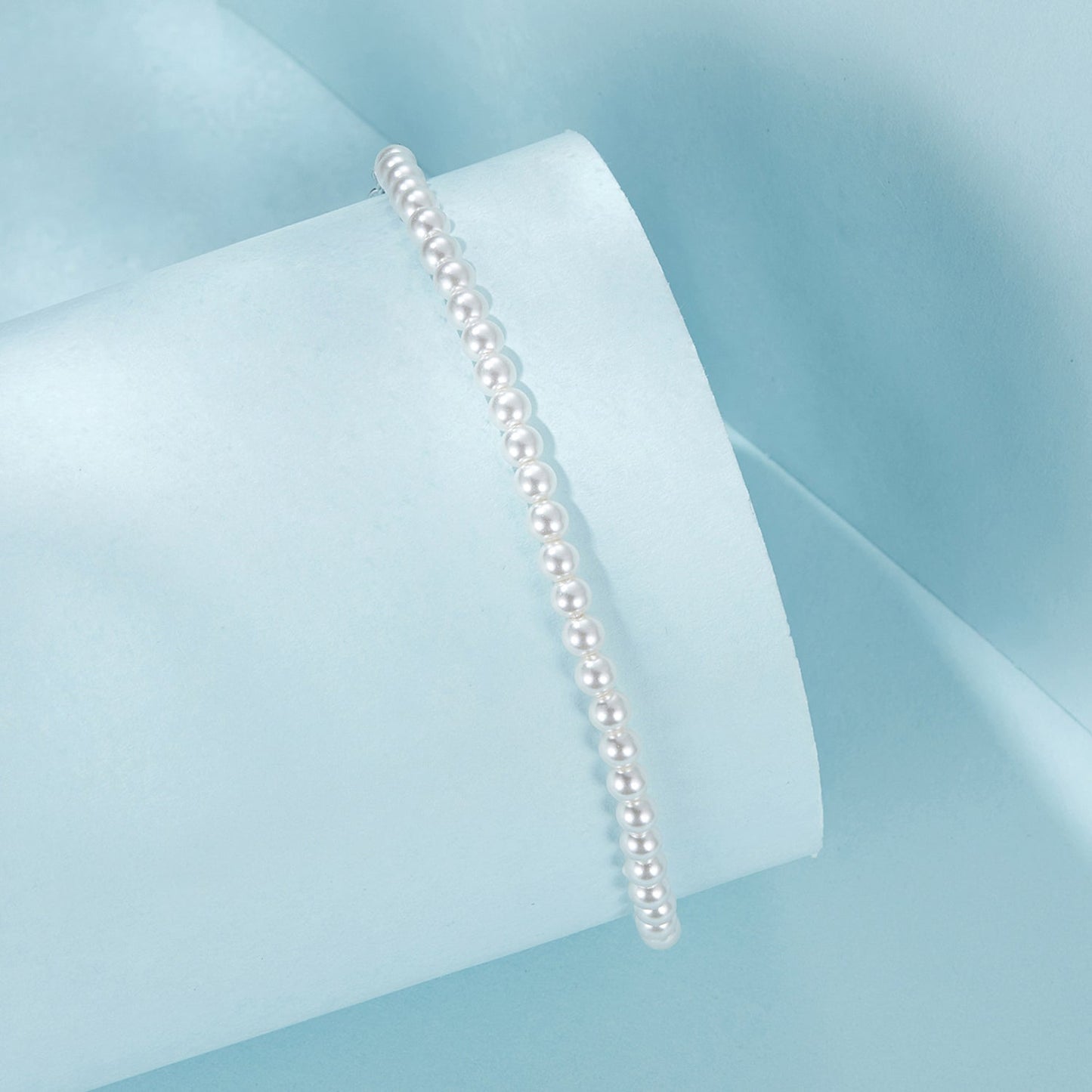 925 Sterling Silver White Gold Plated Shell Pearl Bracelet 16+6cm for Women