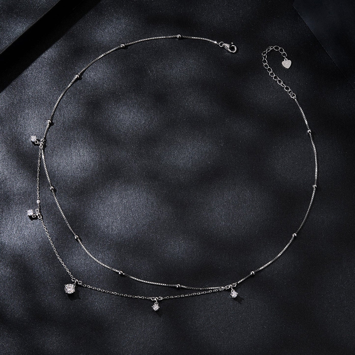 925 Sterling Silver Plated White Gold Moissanite Necklace 400+50mm for Women