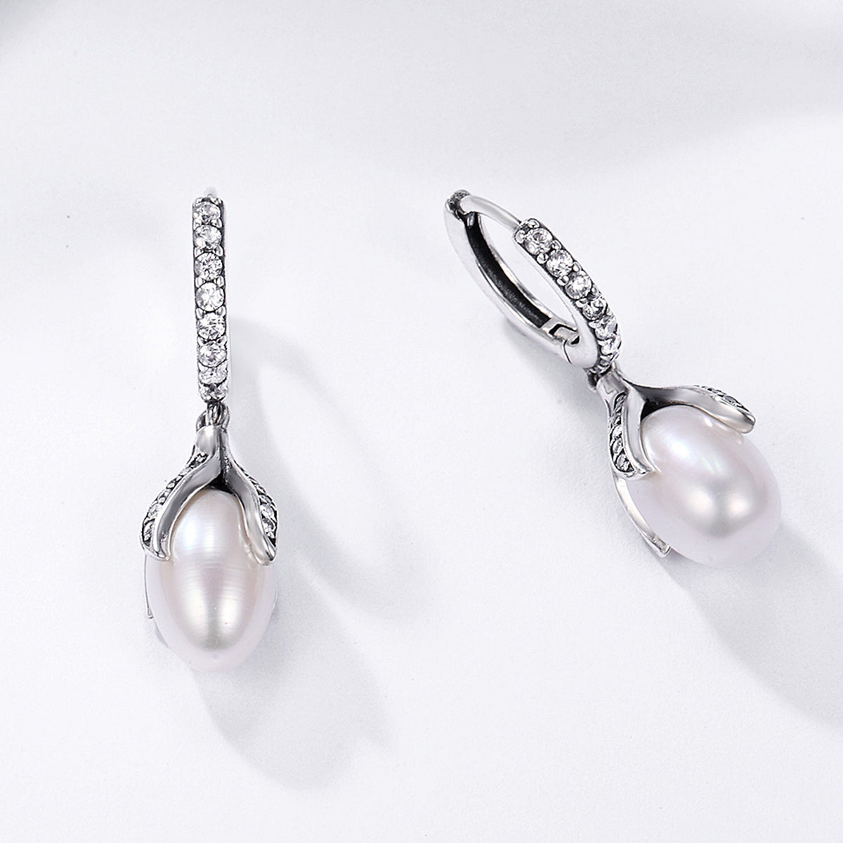 925 Sterling Silver Oxidized Silver Freshwater Pearl Earrings