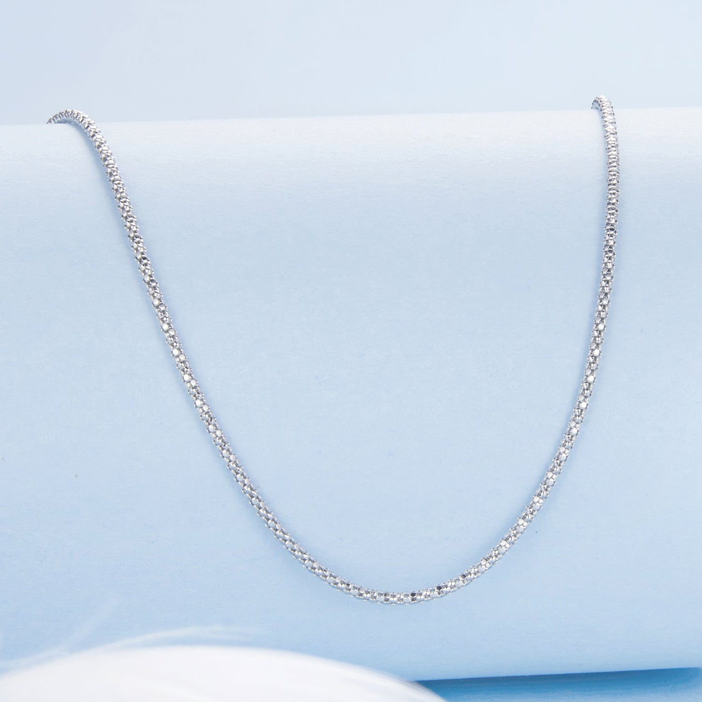 925 Sterling Silver White Gold Plated 40+5cm Necklace for Women
