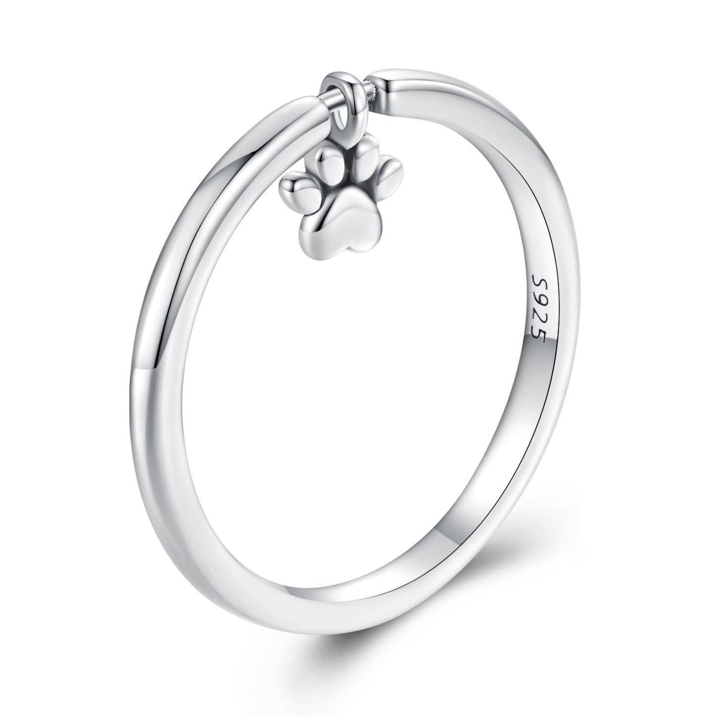 925 Sterling Silver Oxidized Round Paw Print Ring Size 6.0 for Women