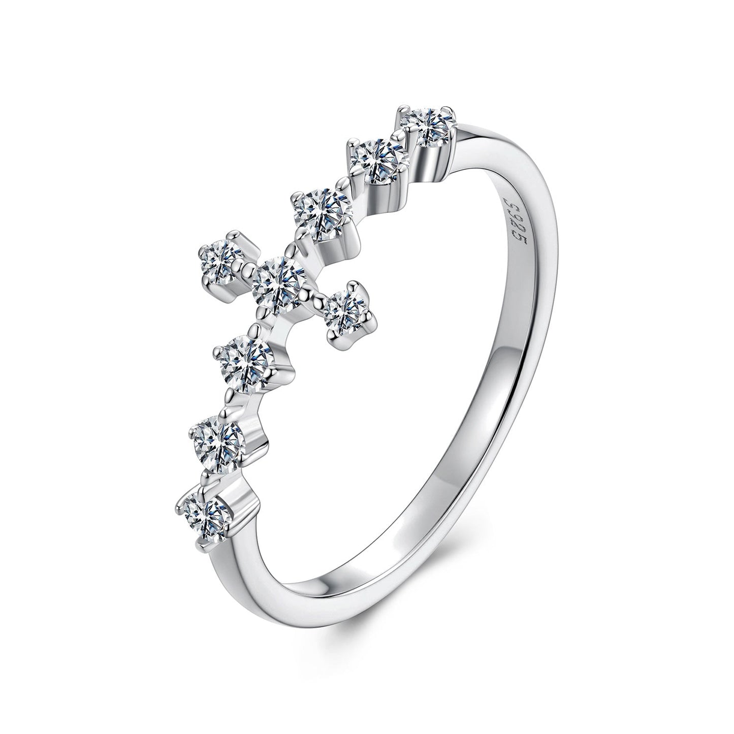 925 Sterling Silver Moissanite 0.15-0.20 Carat Ring for Women, Size 6