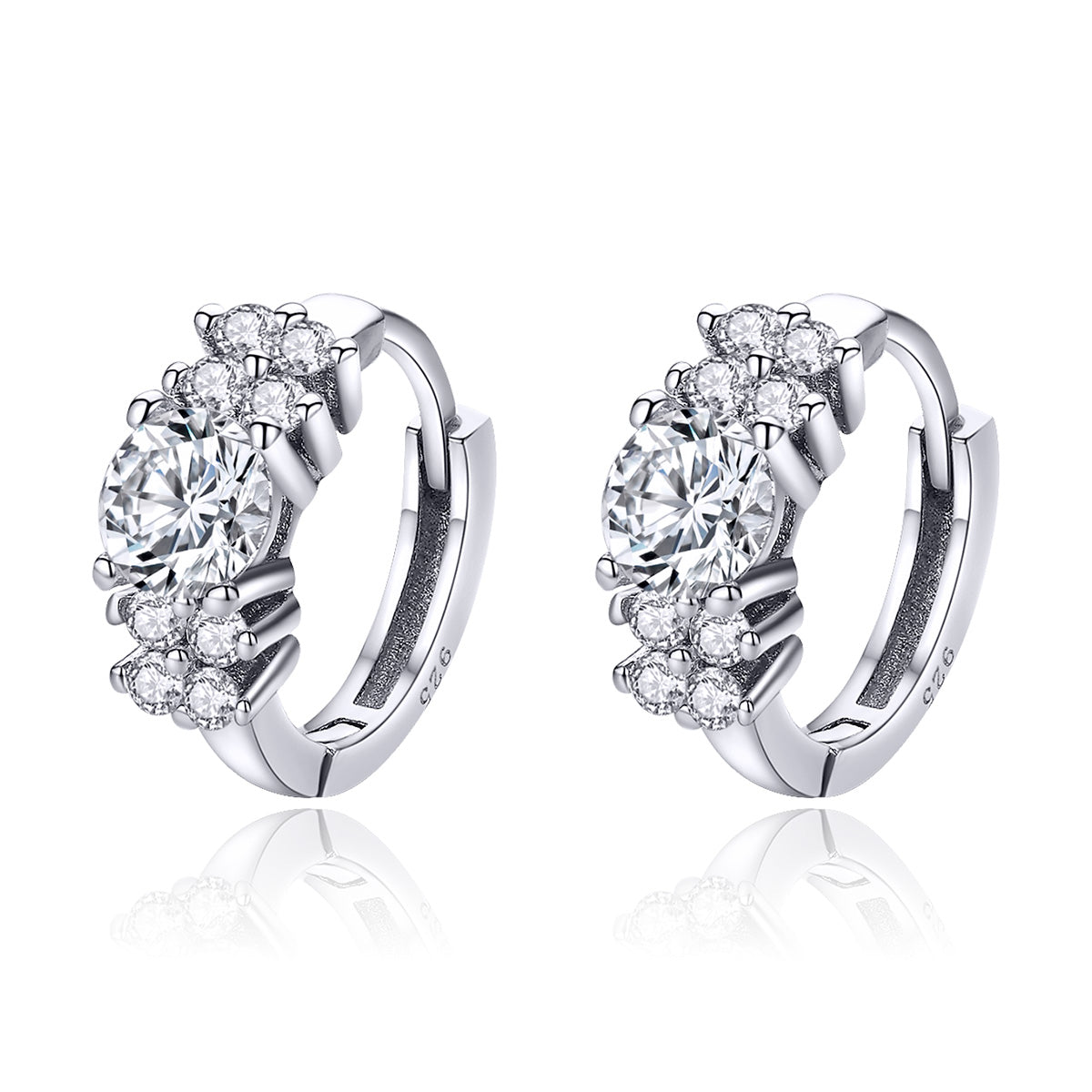925 Sterling Silver Earrings with Pavé Setting and CZ Stone for Women