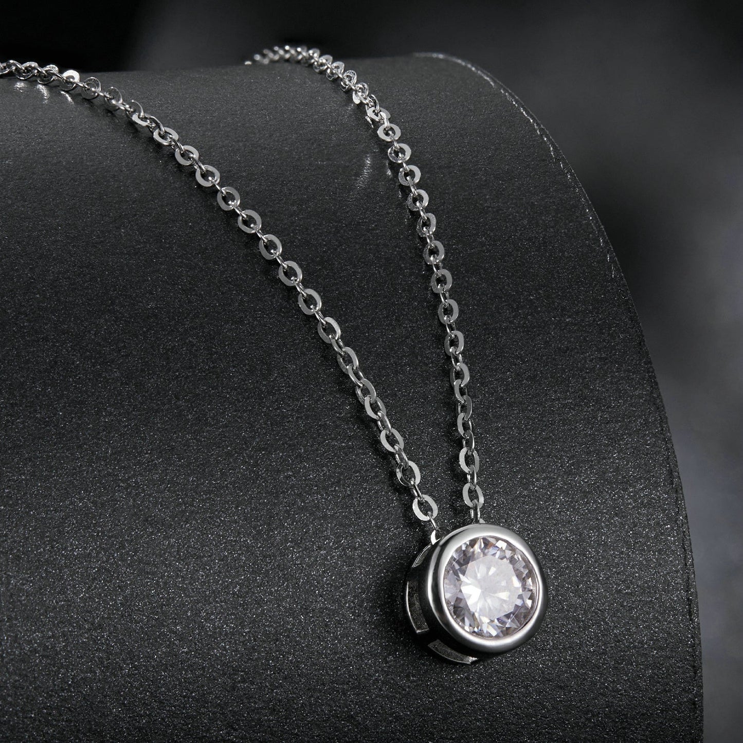 S925 Sterling Silver Moissanite Necklace 400mm with 1ct Moissanite for Women