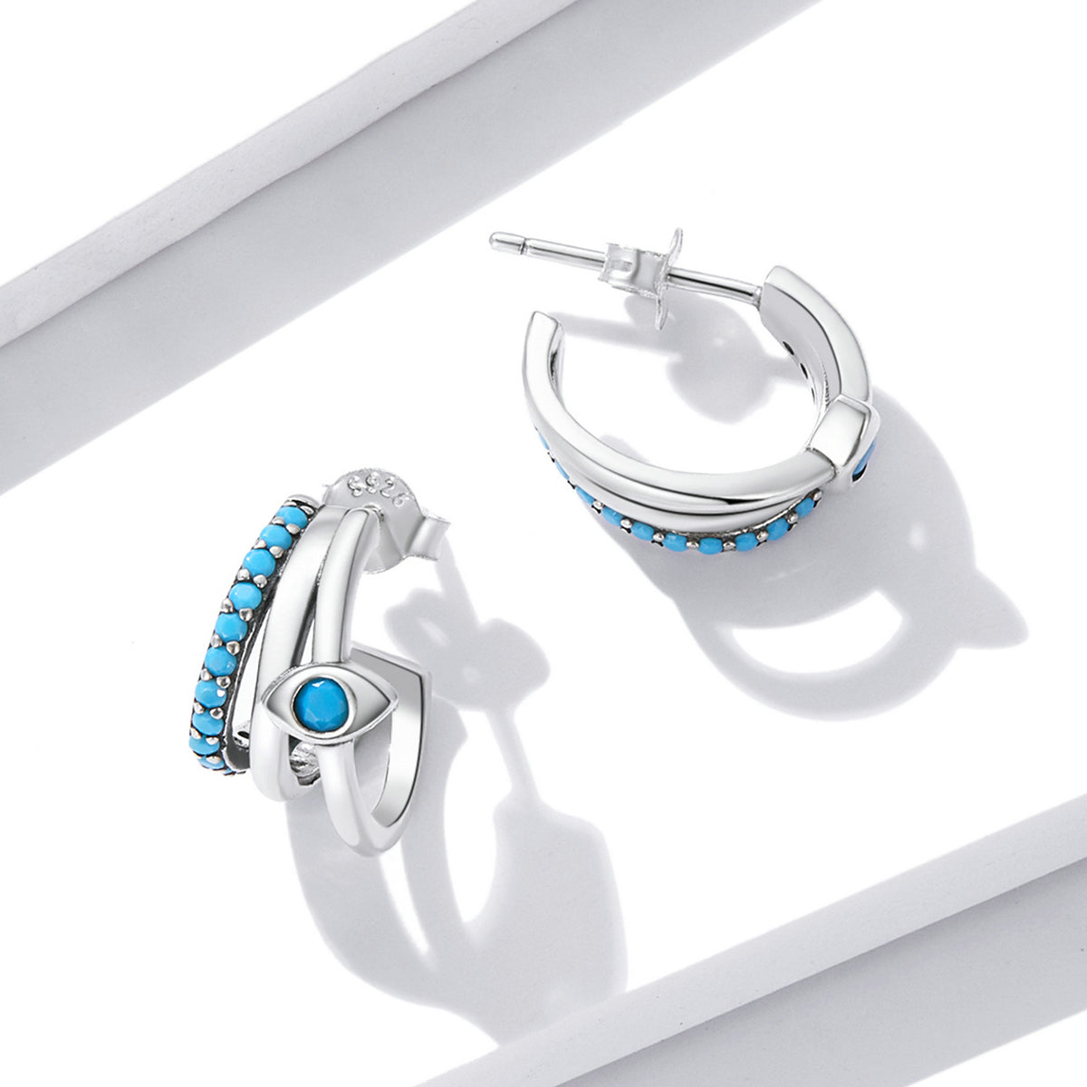 925 Sterling Silver High Quality Turquoise Earrings