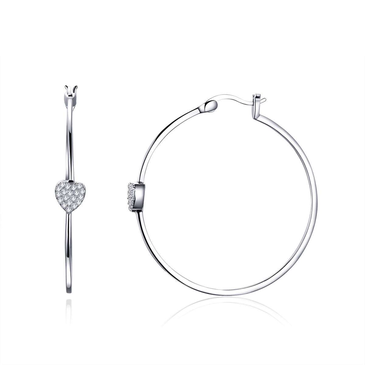 925 Sterling Silver Earrings with CZ, Size 3.8*0.6cm, Women's Jewelry
