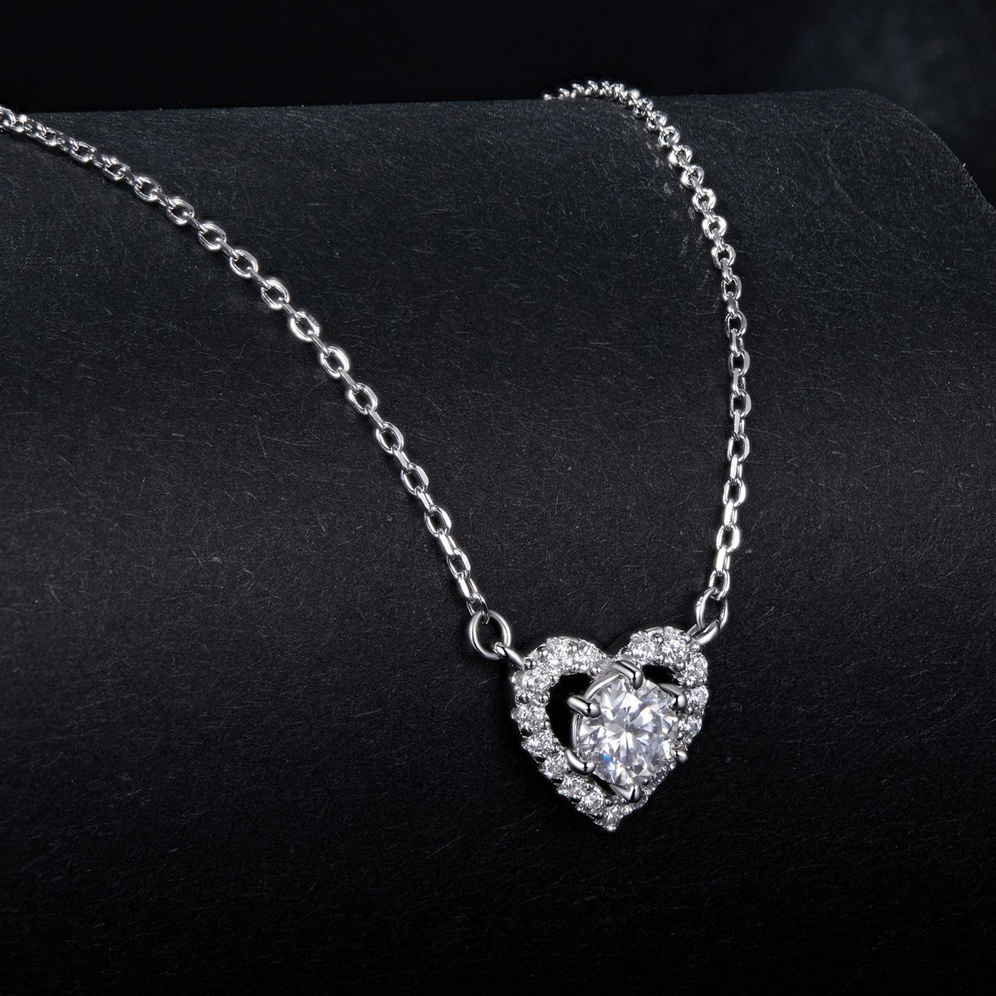925 Sterling Silver Moissanite 0.5 Carat Necklace with CZ for Women