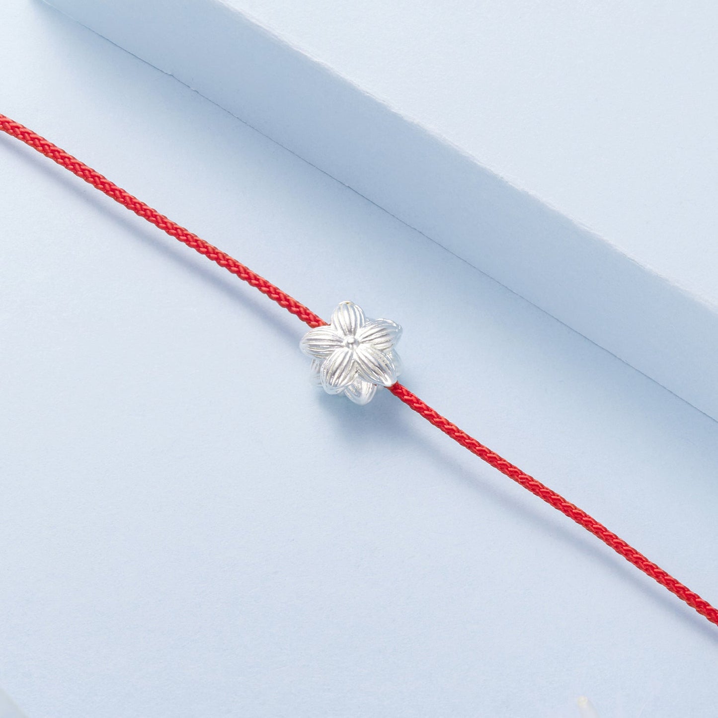 925 Sterling Silver Bracelet with White Gold Plating and Cotton Cord for Women