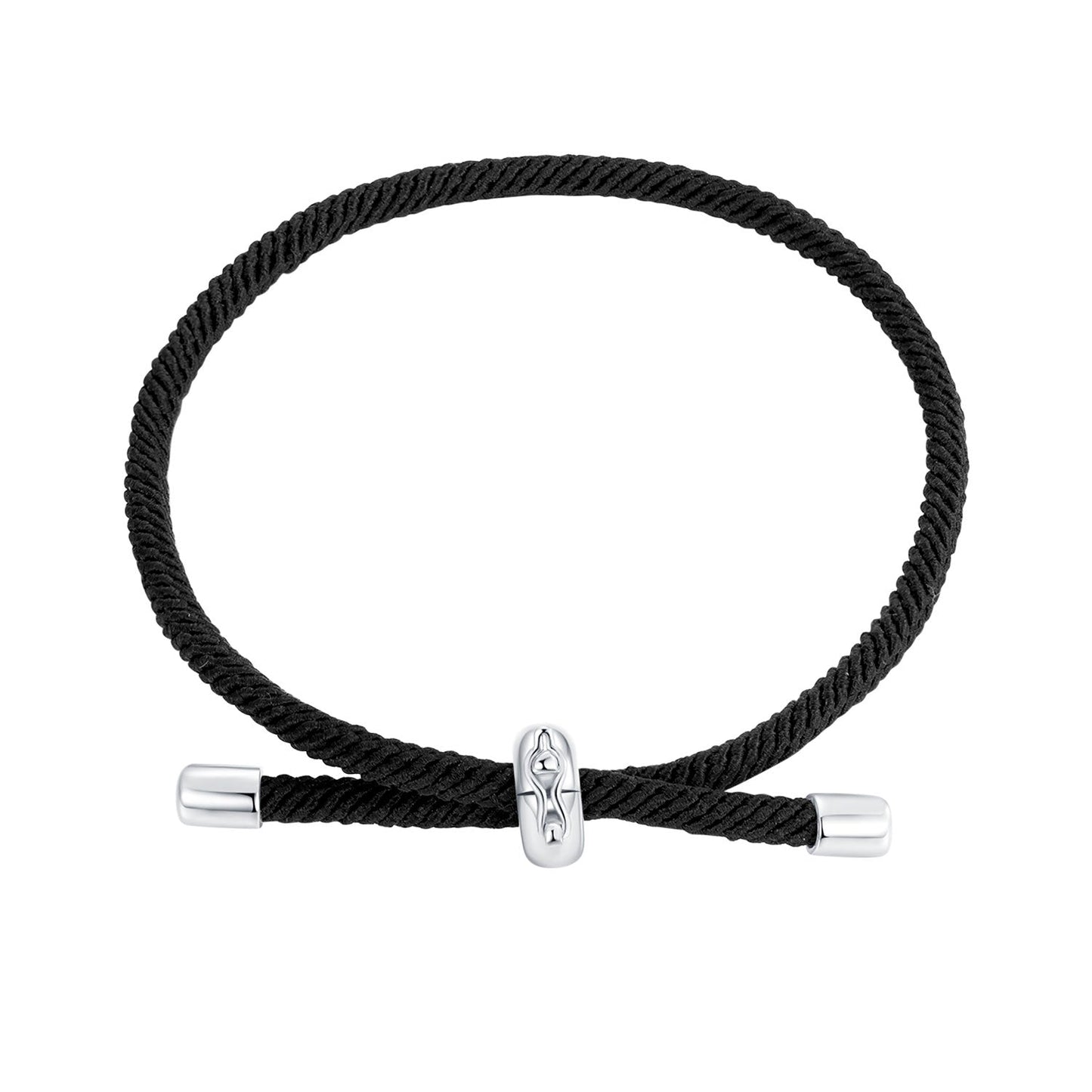 925 Sterling Silver and White Gold Plated Rope Bracelet for Men