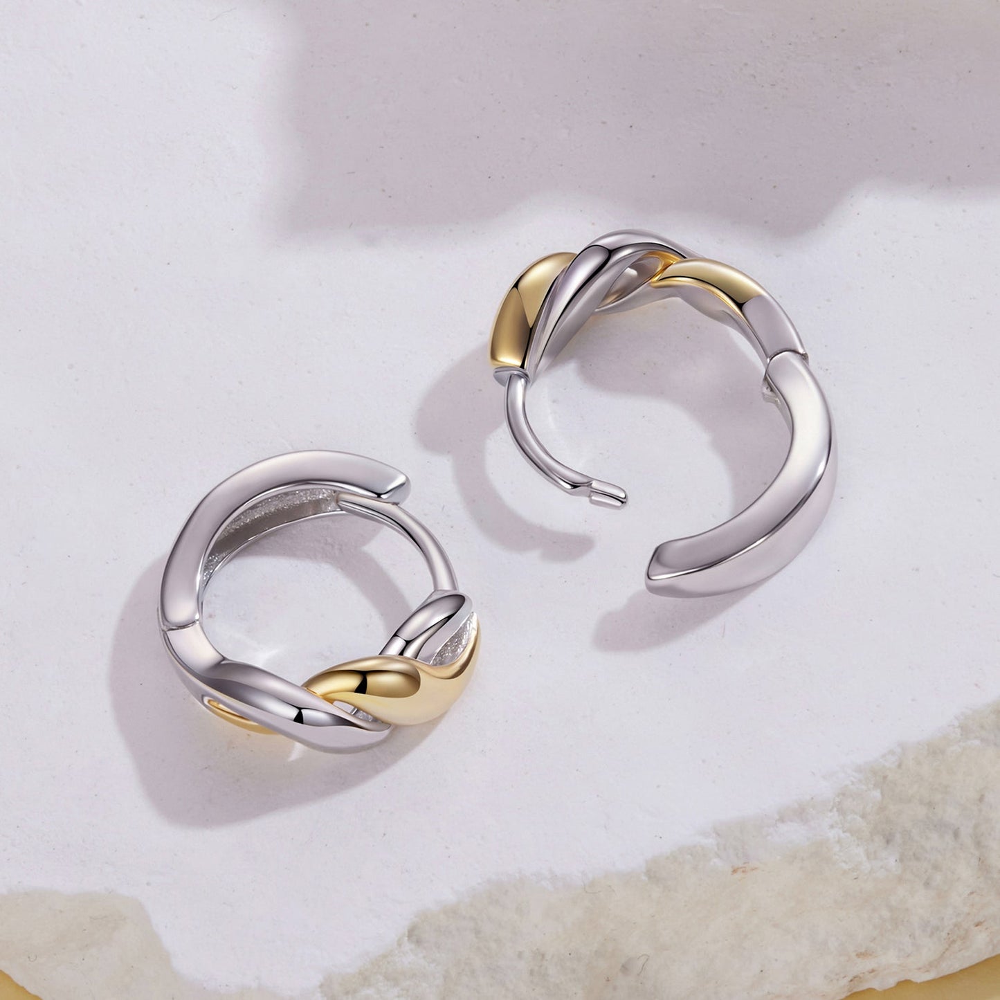 925 Sterling Silver Earrings with Plated White Gold and Gold for Women