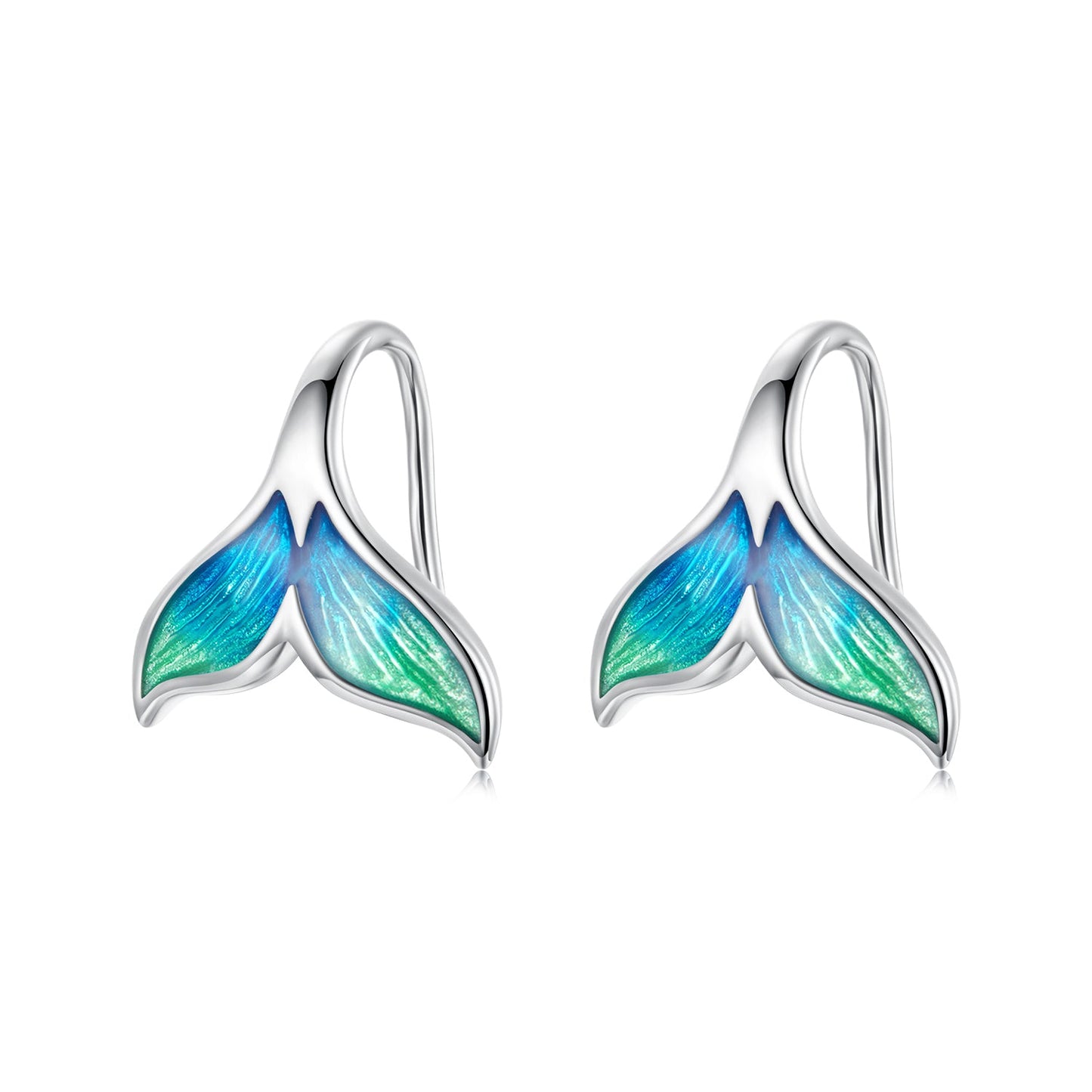 925 Sterling Silver White Gold Plated Enamel Earrings for Women