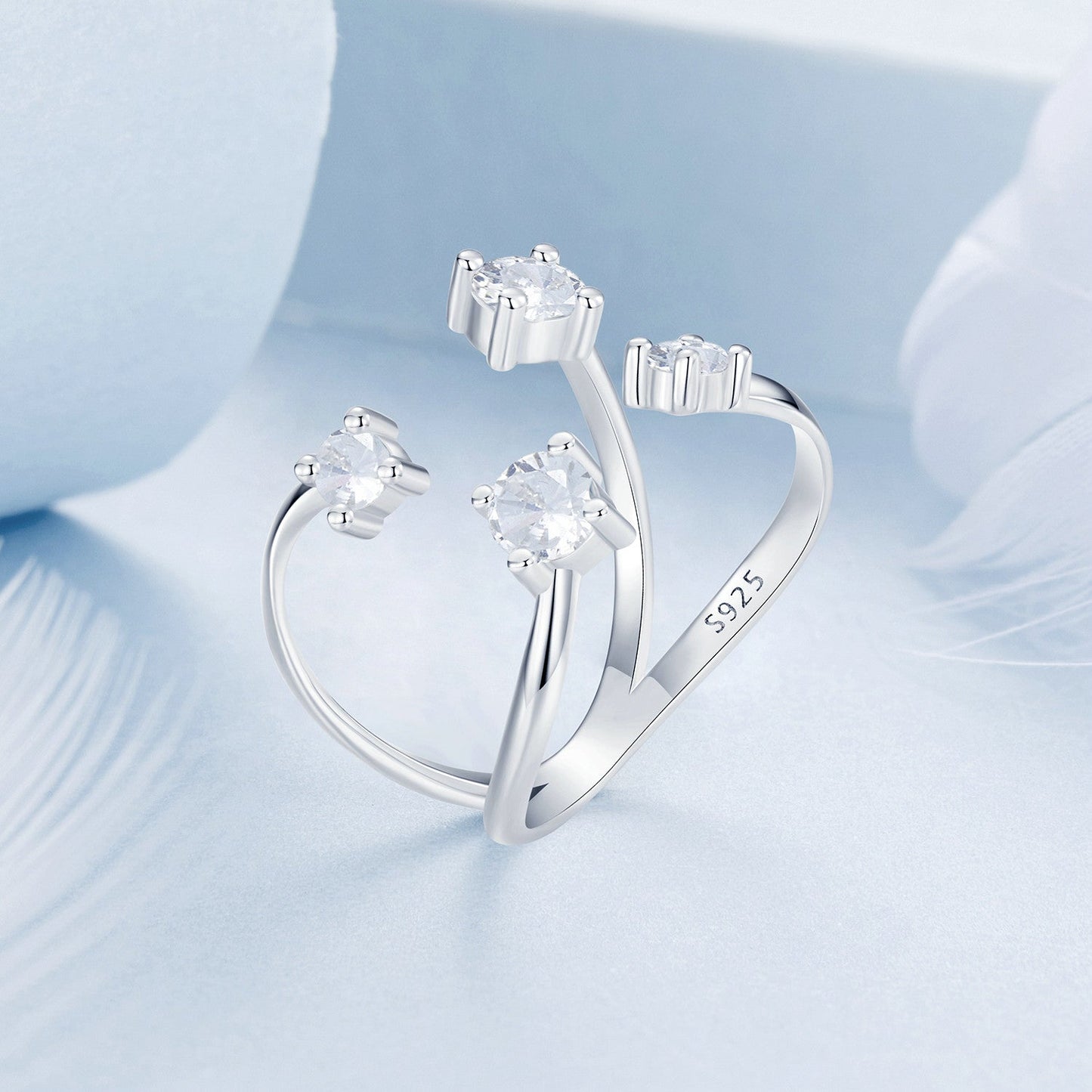 925 Sterling Silver White Gold Plated Pavé Set CZ Ring 2.5-13.5mm for Women